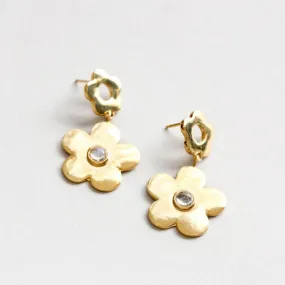 Paisley Flower Earrings (Gold & Moonstone)