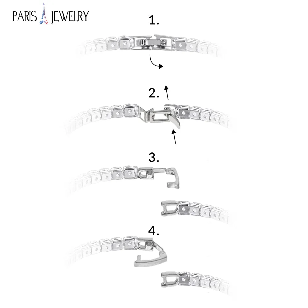 Paris Jewelry 18K White Gold 4 Carat Created White Sapphire Tennis Bracelet Plated