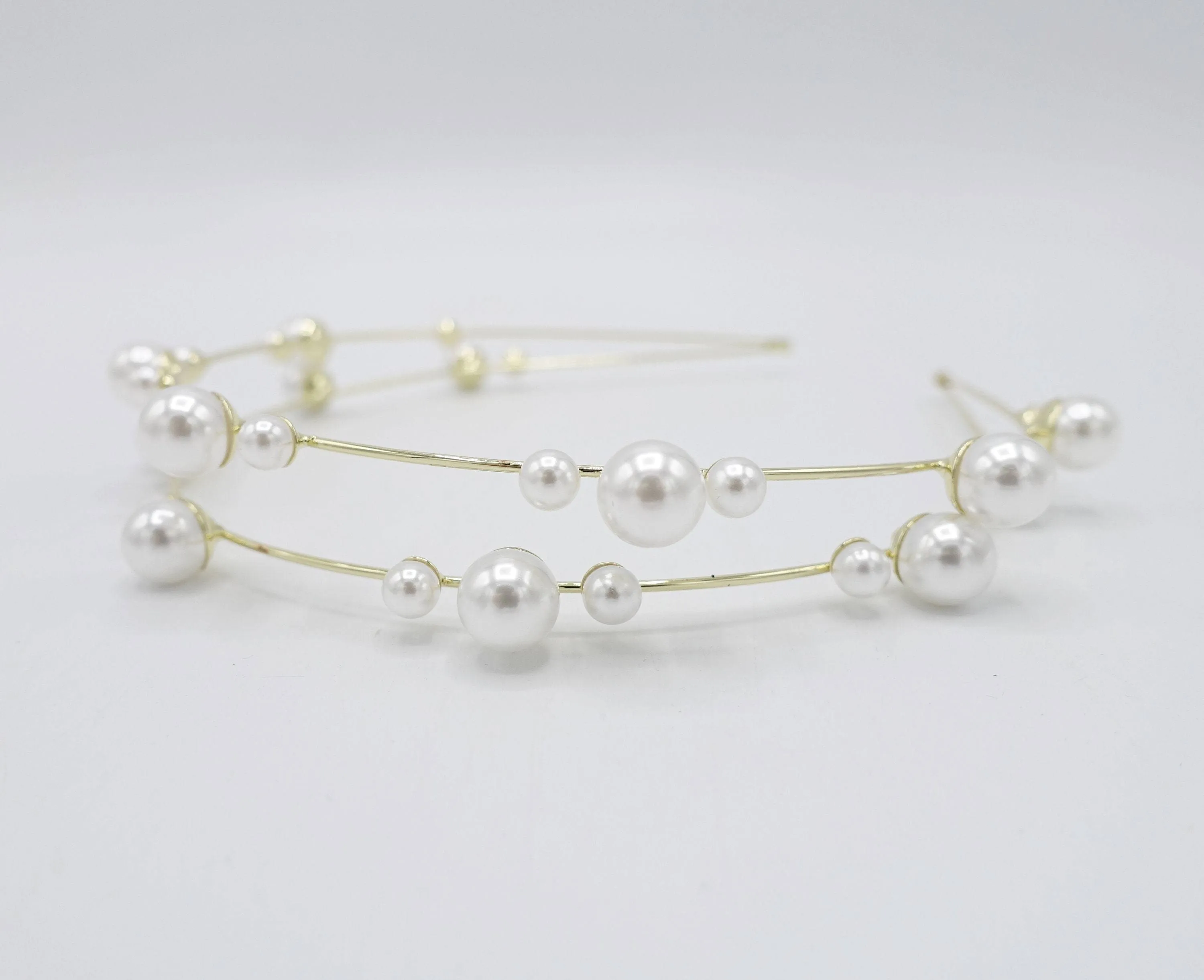 pearl double strand headband thin metal headband for women