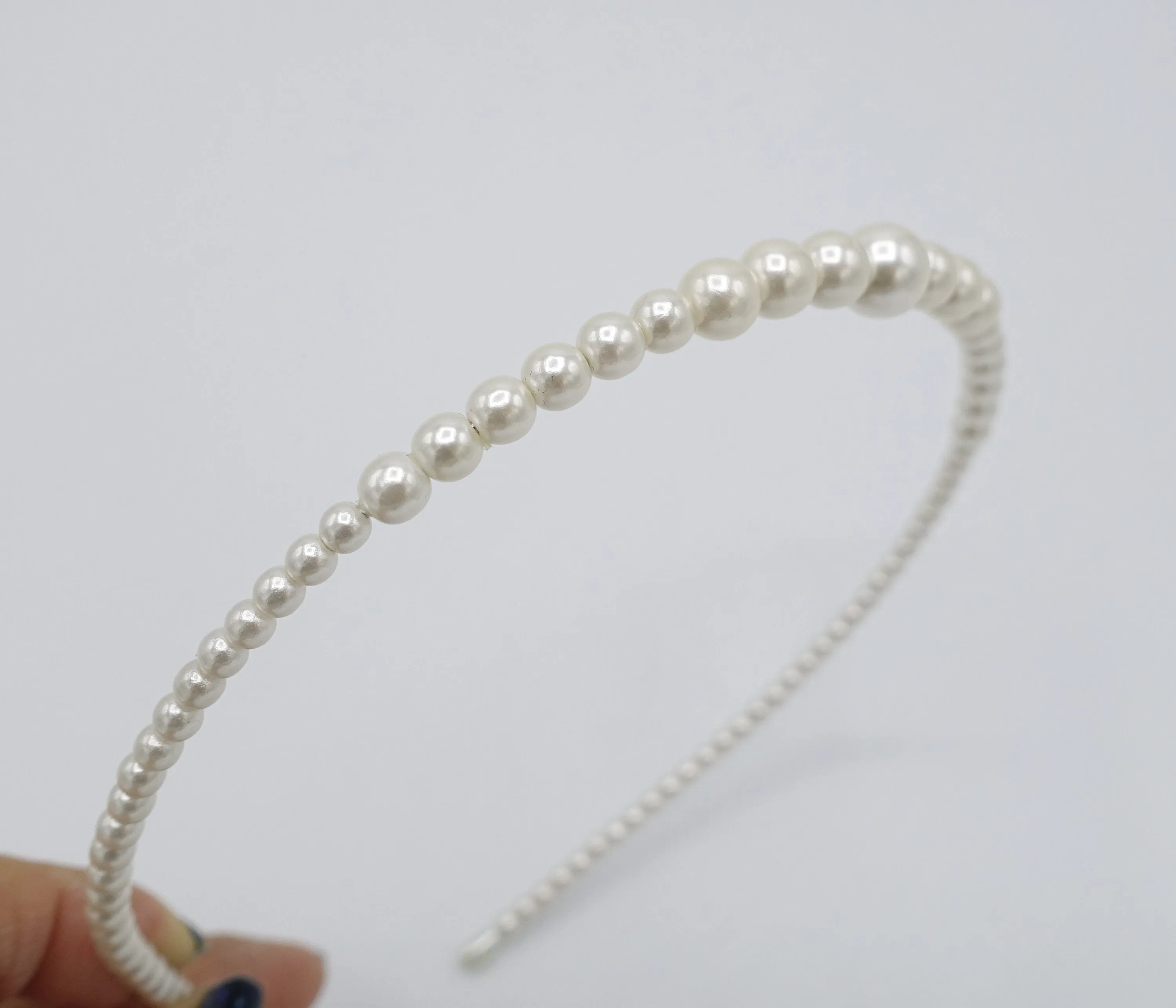 pearl thin headband graduated elegant hair accessory for women