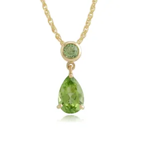 Peridot Tropfen Halskette in 9ct Gelb Gold