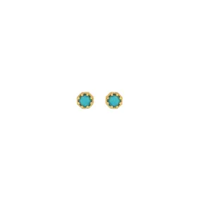 Petite Crown Bezel Turquoise Earrings