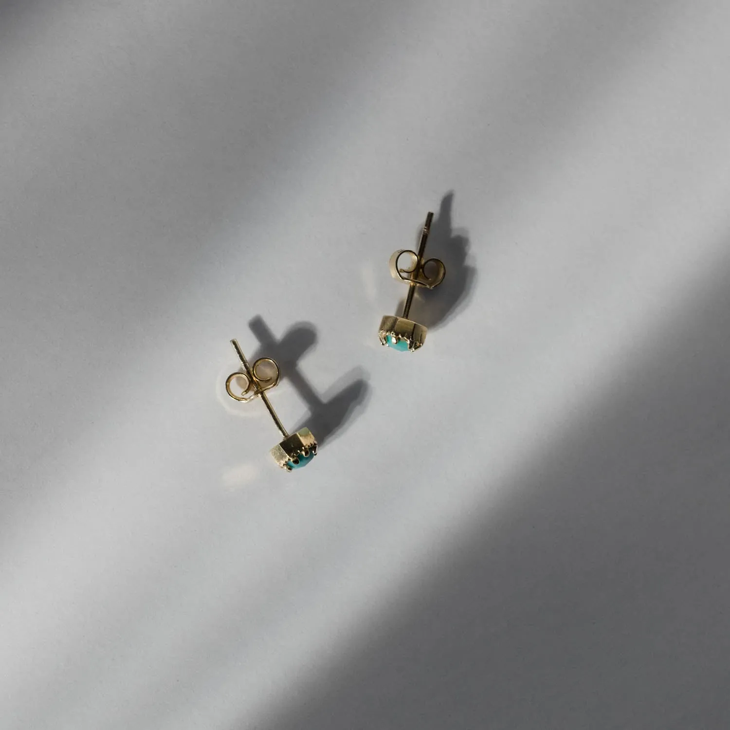 Petite Crown Bezel Turquoise Earrings