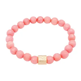 Pink Jade and Gold Stretch Bracelet