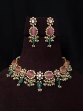 Pink Meenakari Kundan Choker Set