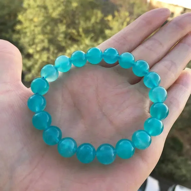 Premium 10/12mm Icy Amazonite Mozambique Bead Bracelet