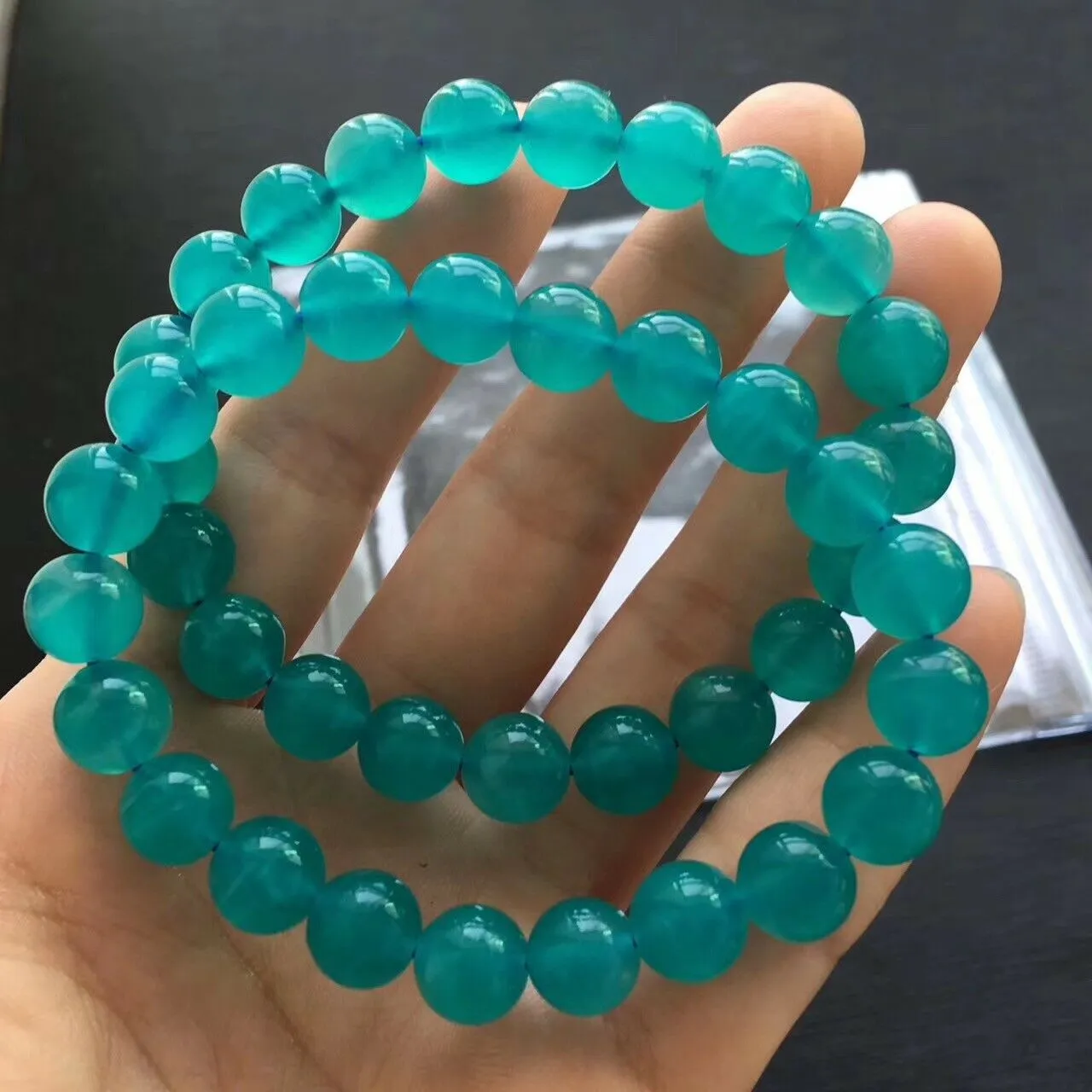 Premium 10/12mm Icy Amazonite Mozambique Bead Bracelet