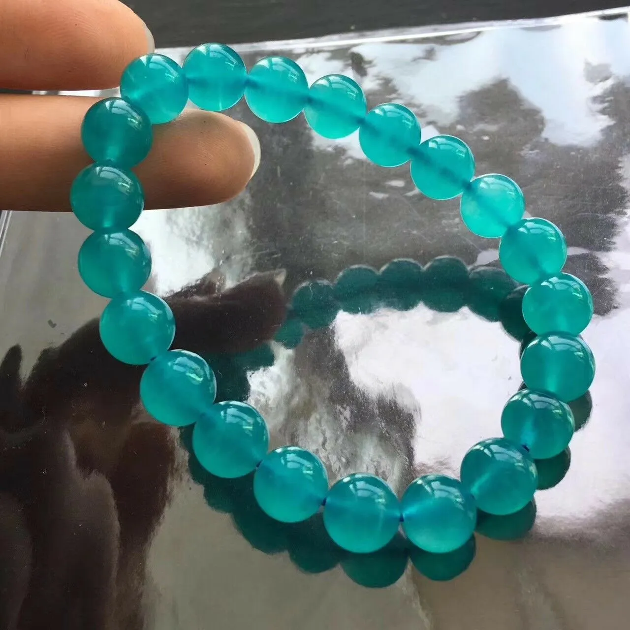 Premium 10/12mm Icy Amazonite Mozambique Bead Bracelet