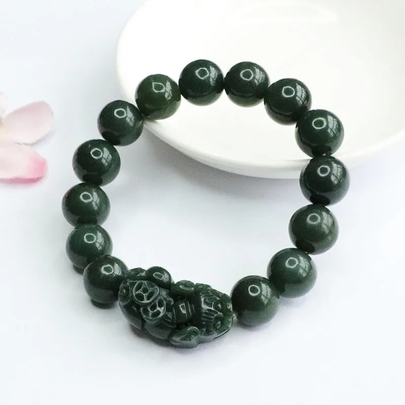 Qingpixiu Black Sheep Sterling Silver Jade Bracelet