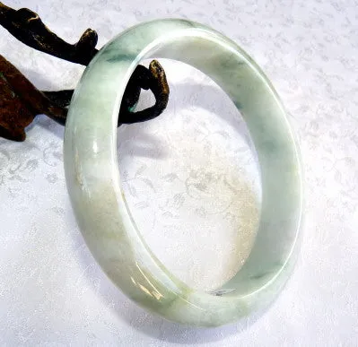 "Green Veins" Burmese Jadeite Bangle Bracelet Large/Men's 73 mm Grade A   Certificate BB3012