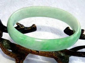 "Heavenly Green" Oval Shape Burmese Jadeite Bangle Bracelet Fits Like 52-54 mm (BB2989)