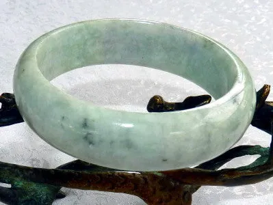 "Peaceful Earth" Green Burmese Jadeite "Old Mine" Bangle Bracelet 60 mm (BB-2926)