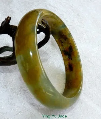 "Powerful Woman" Colorful Yang Energy Chinese "River Jade" Bangle Bracelet 59mm (NJ2523)