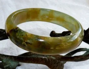 "Powerful Woman" Colorful Yang Energy Chinese "River Jade" Bangle Bracelet 59mm (NJ2523)