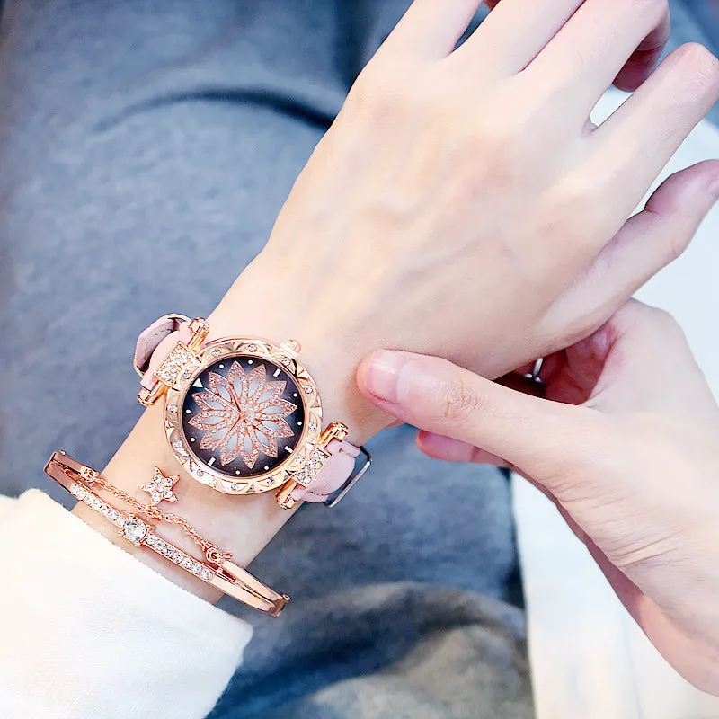 "Rotating Ladies' Net Red Quartz Watch''