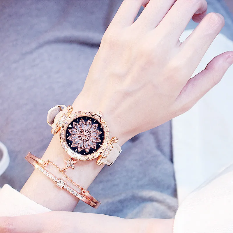 "Rotating Ladies' Net Red Quartz Watch''