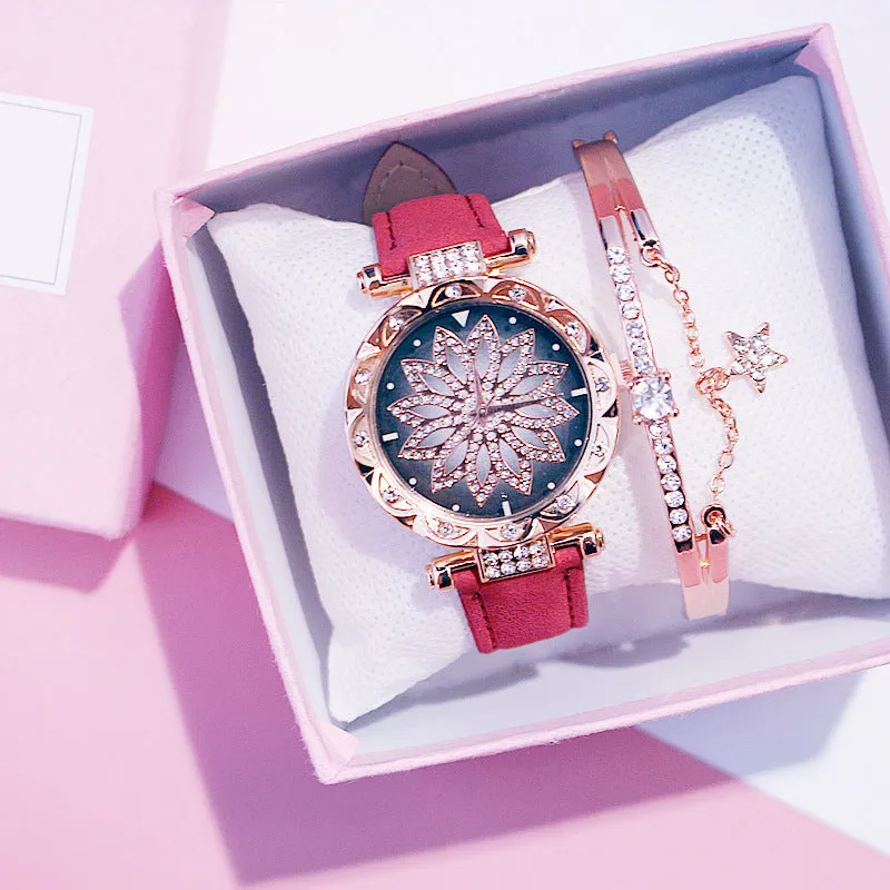 "Rotating Ladies' Net Red Quartz Watch''