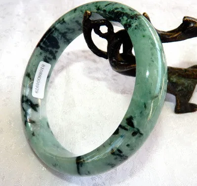 "Yin and Yang" Burmese Jadeite Bangle Bracelet 62 mm Grade A   Certificate (4979)