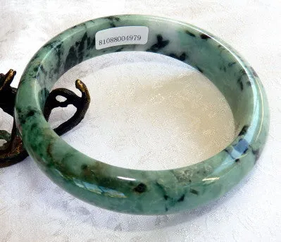 "Yin and Yang" Burmese Jadeite Bangle Bracelet 62 mm Grade A   Certificate (4979)