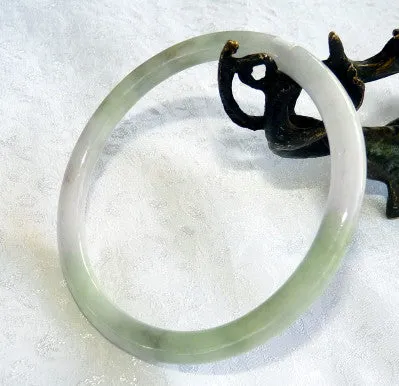 "Yin and Yang" Varied Green Burmese Jadeite Bangle Bracelet 66 mm   Certificate (5020)