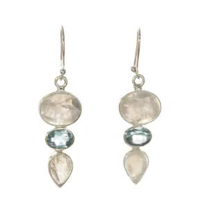 Rainbow Moonstone & Blue Topaz Earrings - BOBB36099