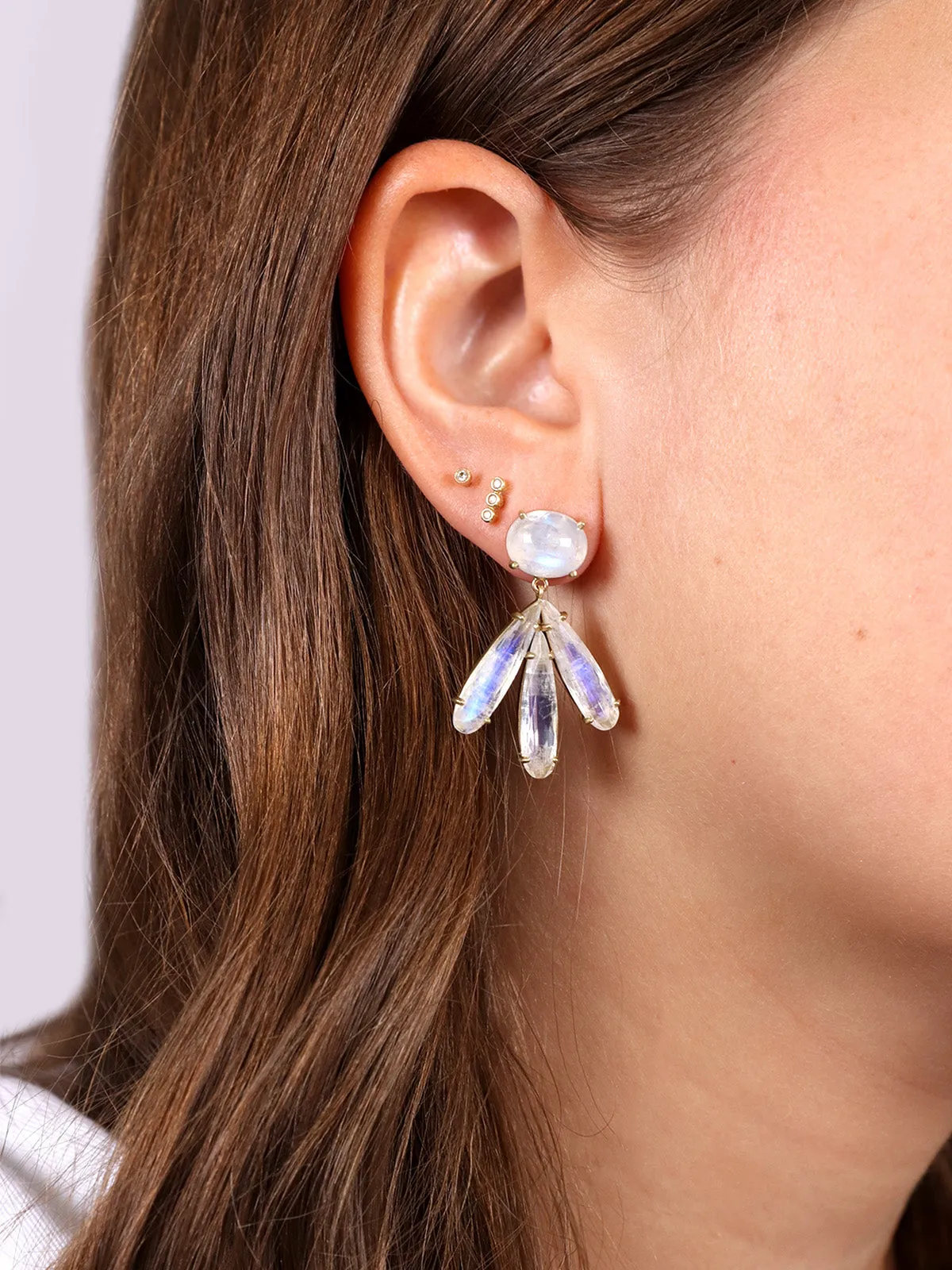 Rainbow Moonstone Classic Flora Drop Earrings