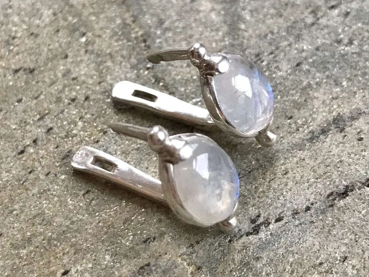 Rainbow Moonstone Earrings - Real Moonstone Studs - Classy Vintage Earrings