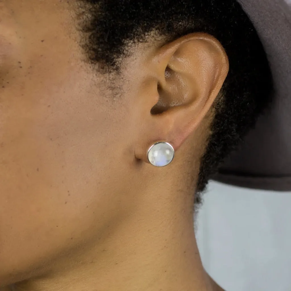 Rainbow Moonstone Stud Earrings