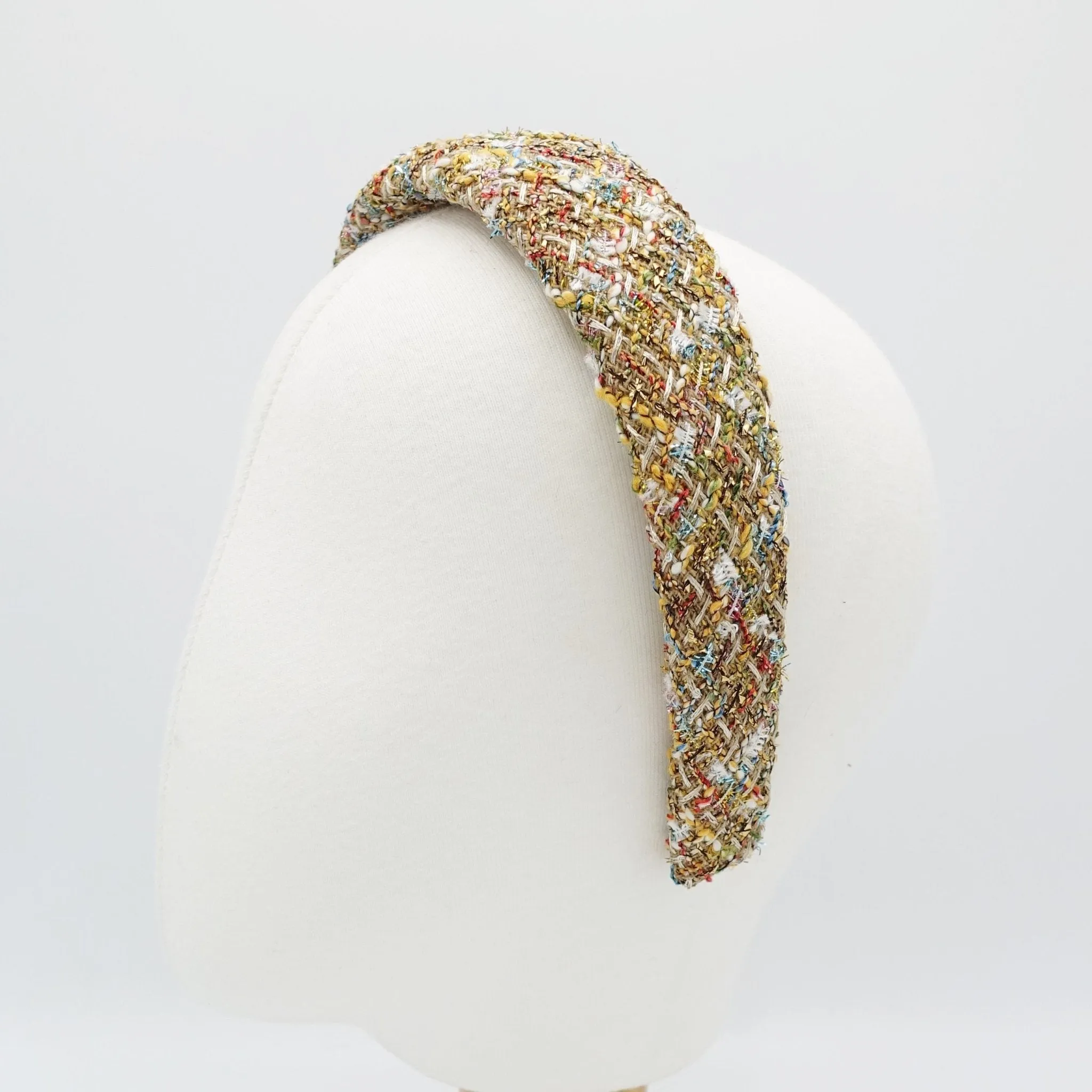 rainbow tweed headband padded multi-colored hairband Autumn Winter headband for Women