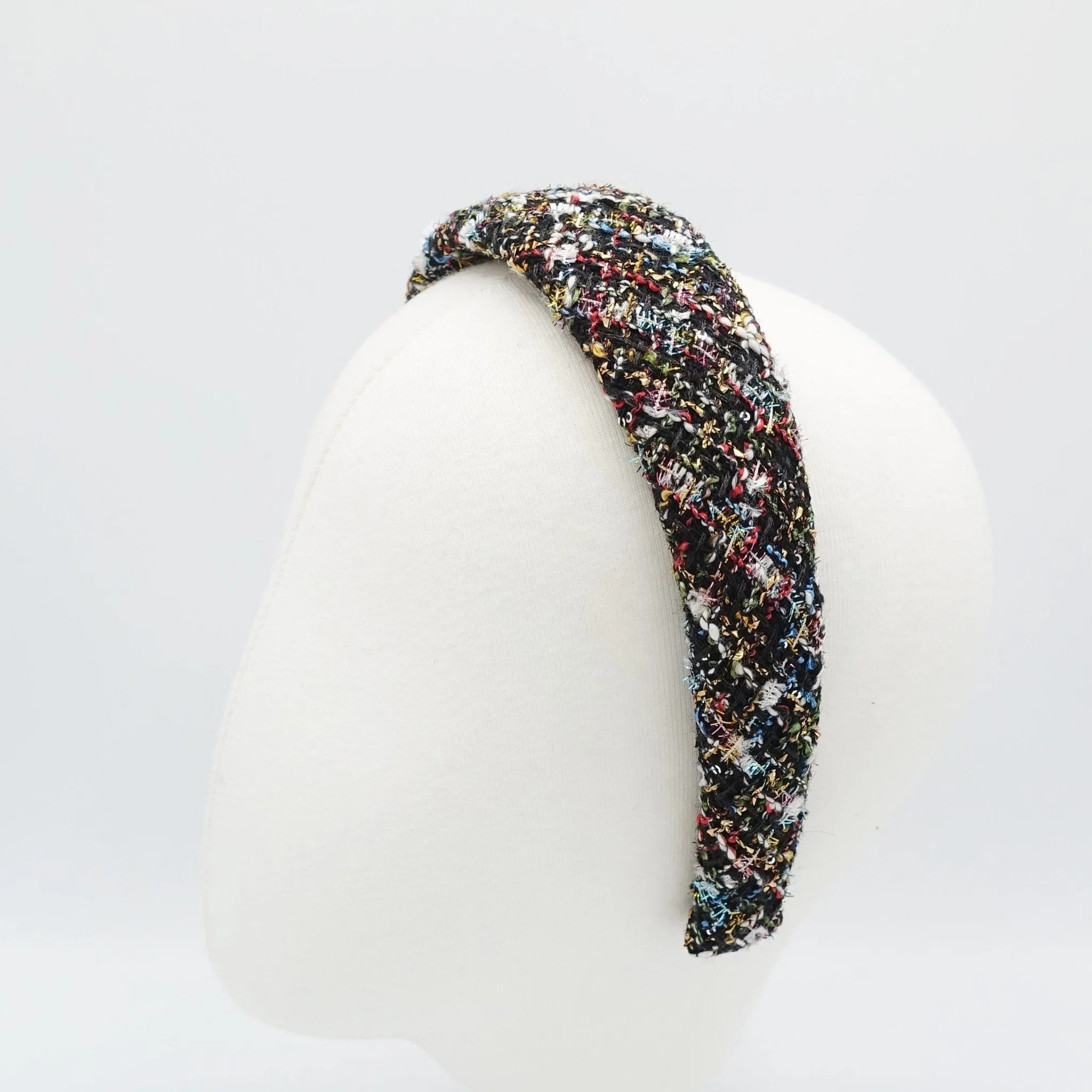 rainbow tweed headband padded multi-colored hairband Autumn Winter headband for Women