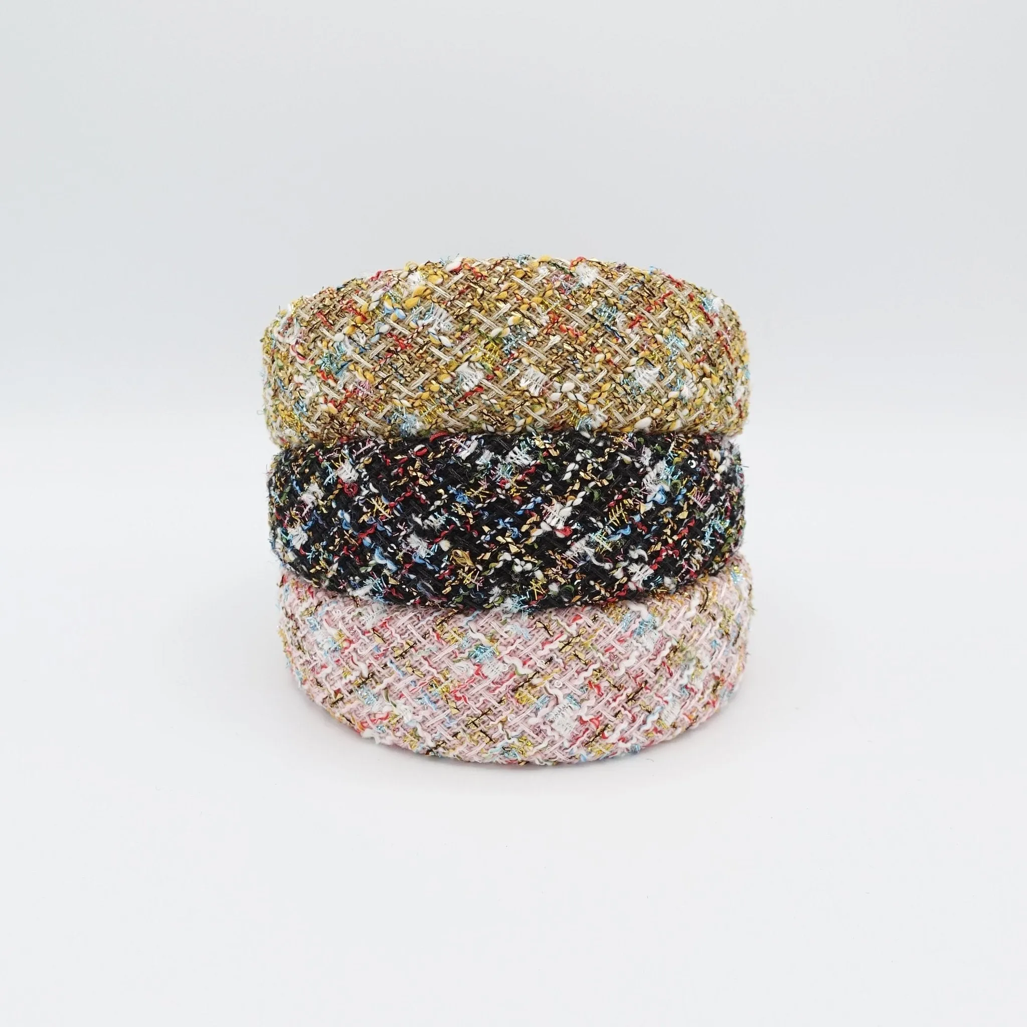 rainbow tweed headband padded multi-colored hairband Autumn Winter headband for Women