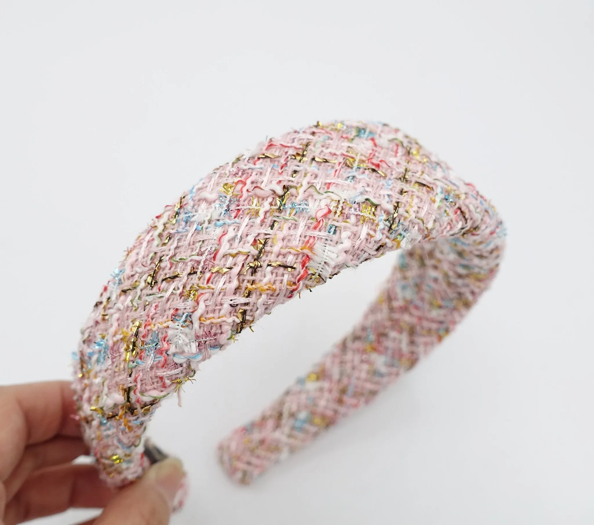 rainbow tweed headband padded multi-colored hairband Autumn Winter headband for Women