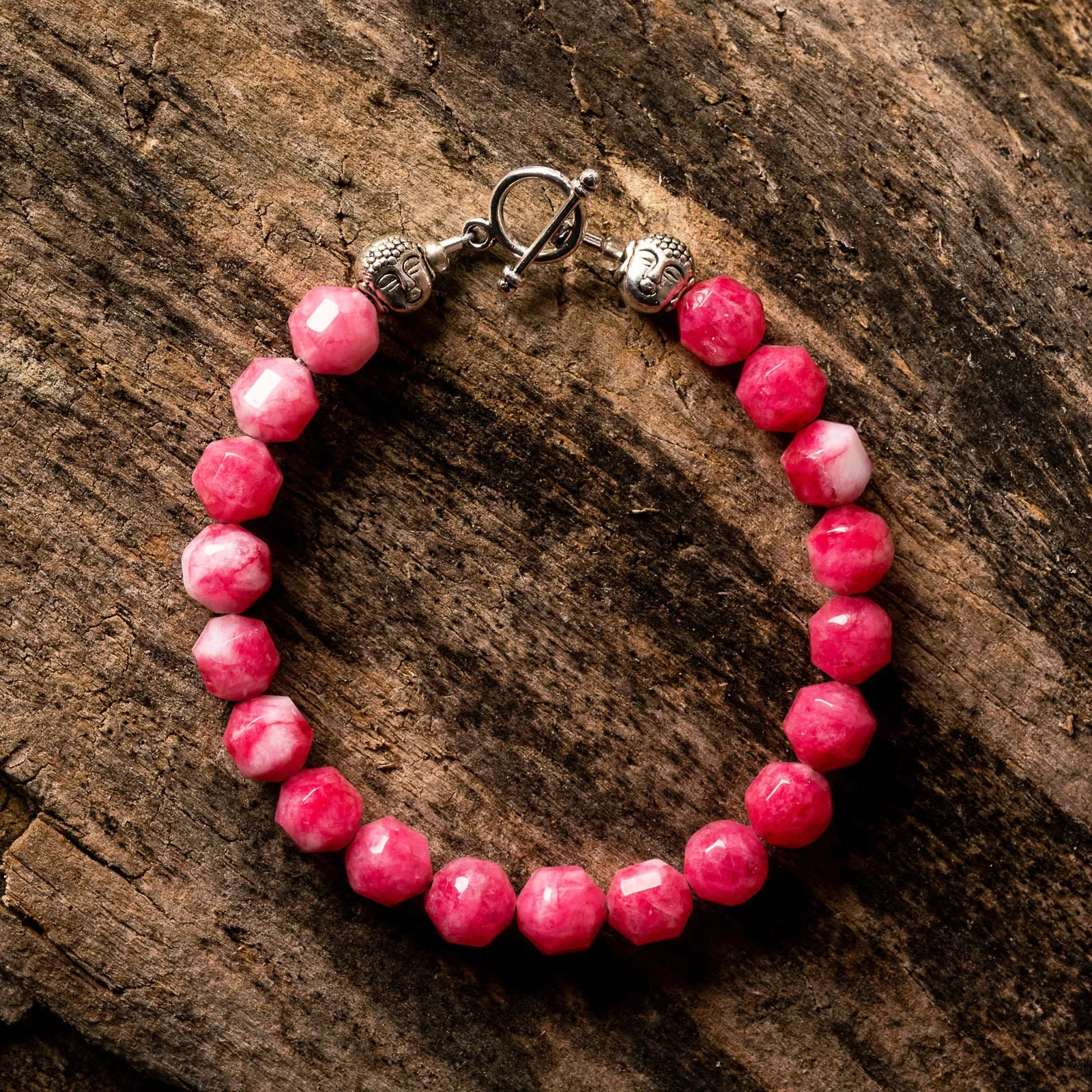 Raspberry Pink Energy Prism Natural Gemstone Bracelet