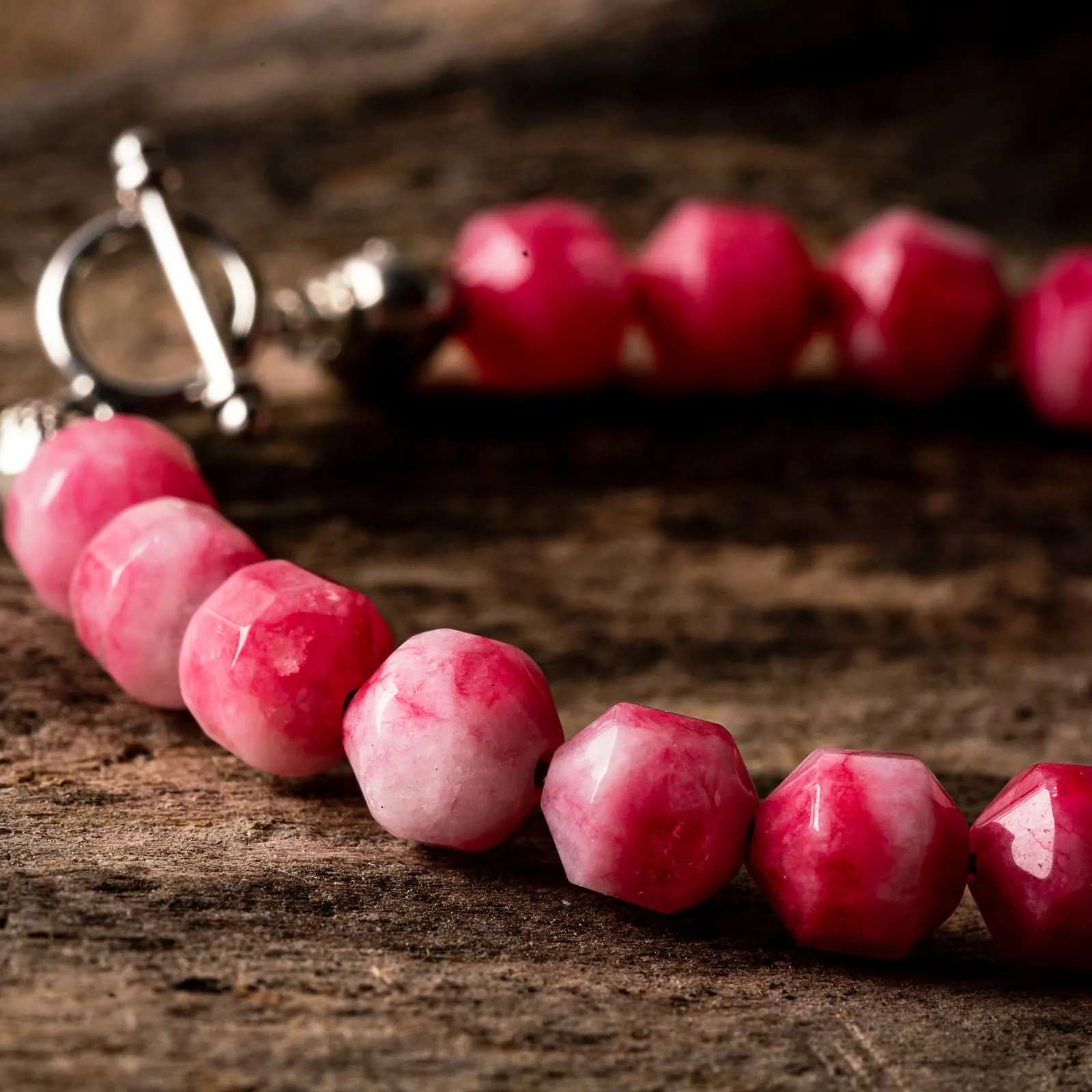 Raspberry Pink Energy Prism Natural Gemstone Bracelet