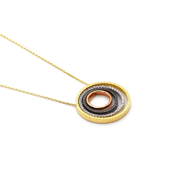 Real Gold 4 Color Chopard Round Necklace N1163