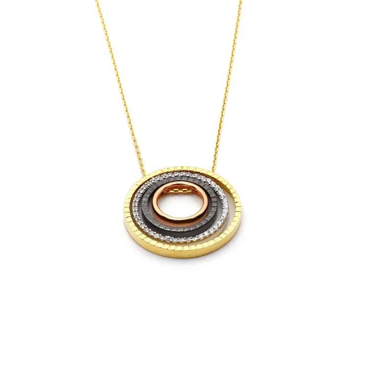 Real Gold 4 Color Chopard Round Necklace N1163