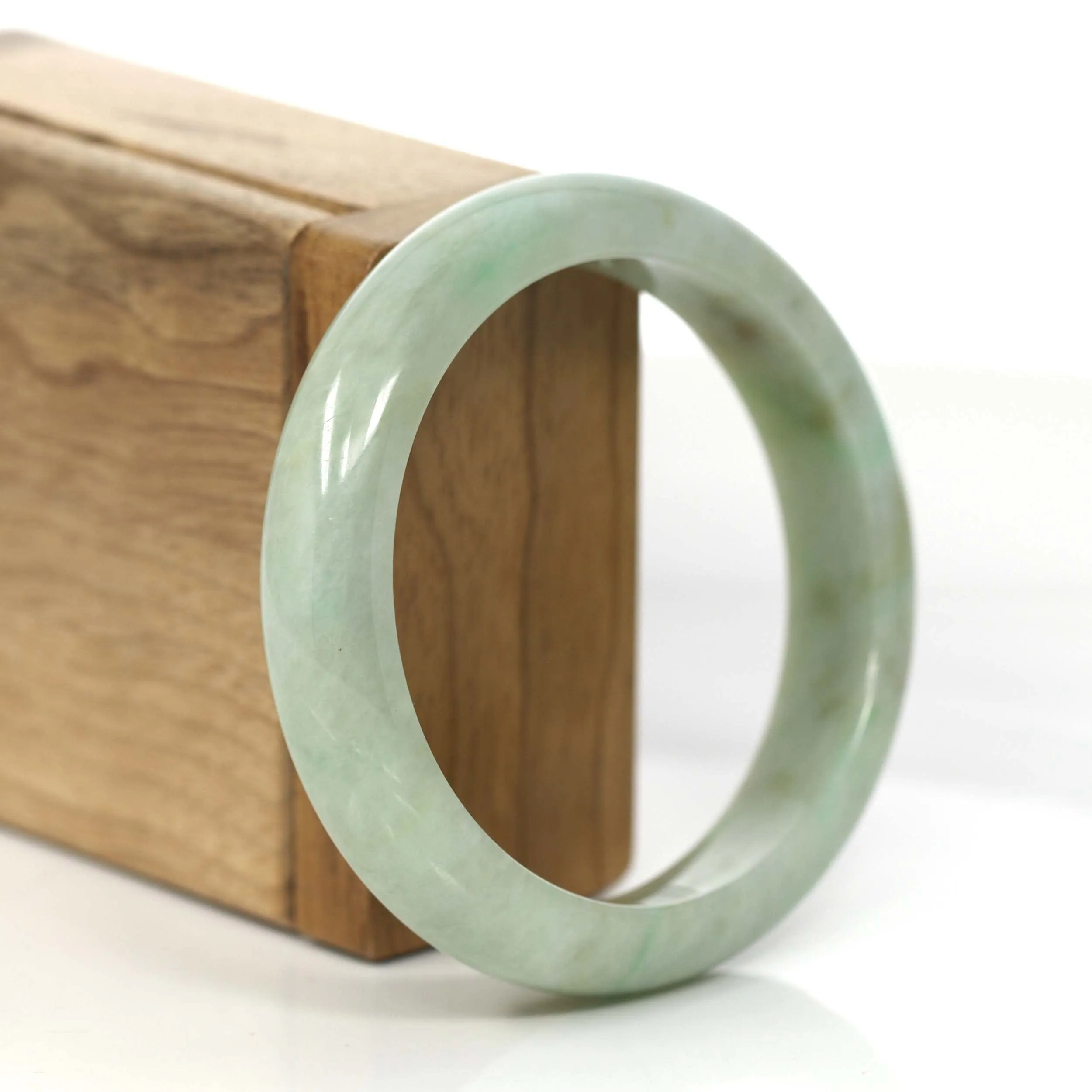 RealJade® Co.  "Classic Bangle" Yellow Green Natural Burmese Jadeite Jade Bangle (57.48mm) #809