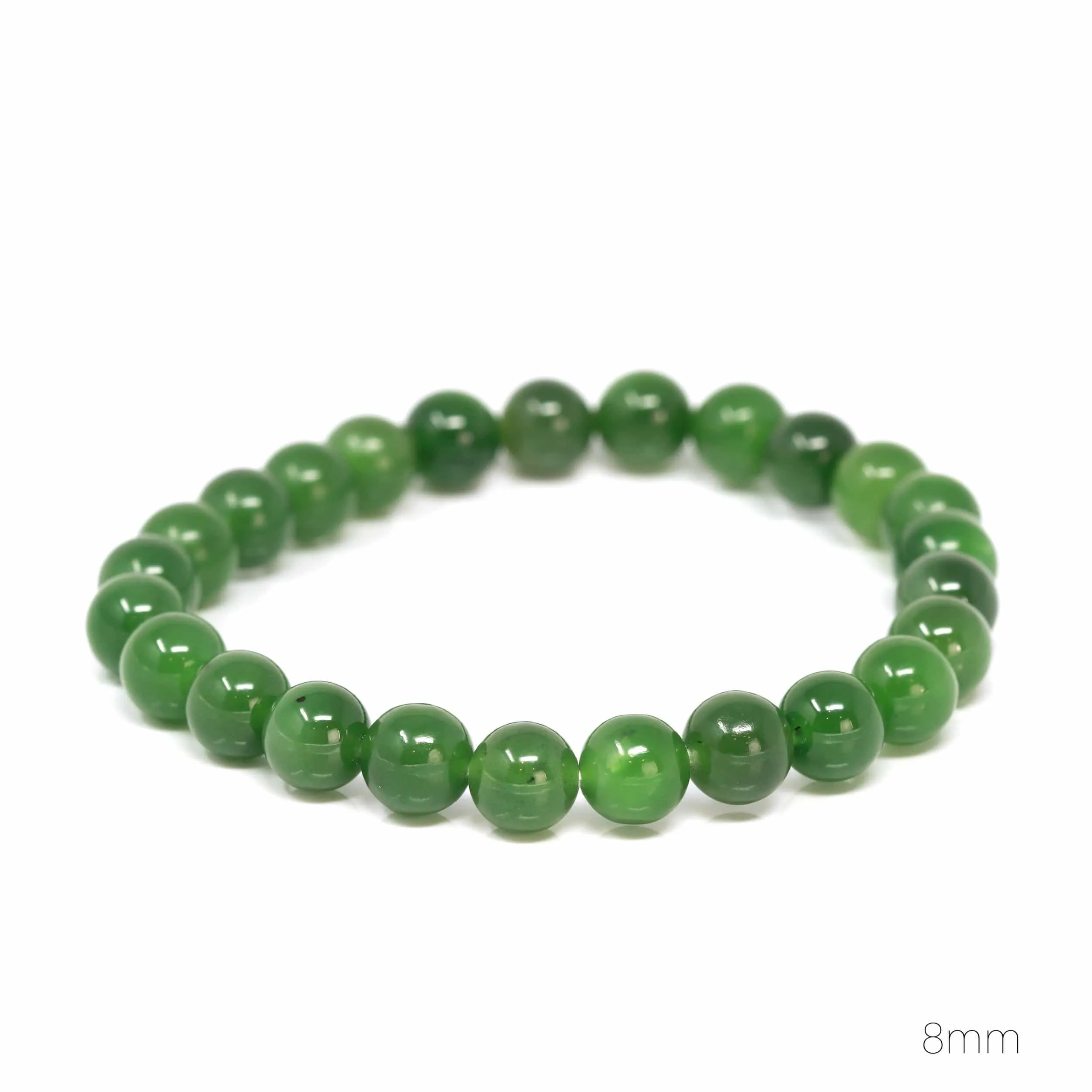 RealJade® Genuine Green Nephrite Jade Round Beads Bracelet Bangle ( 8mm )