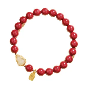 Red Agate and Jade Pendant Bracelet for Women