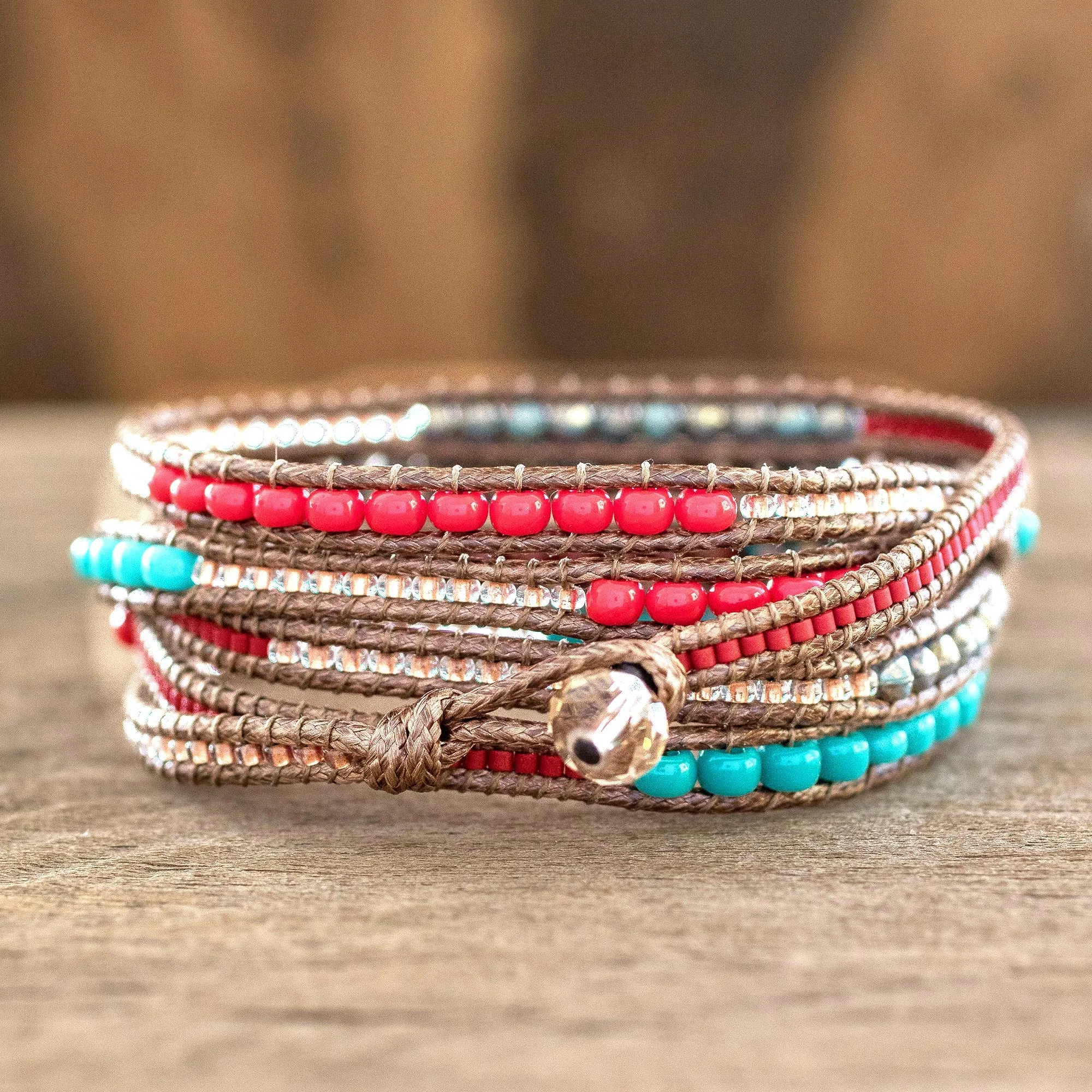 Red Brown Wrap Bracelet from Artisan Crafted Beaded Jewelry - Fresh Achiote | NOVICA