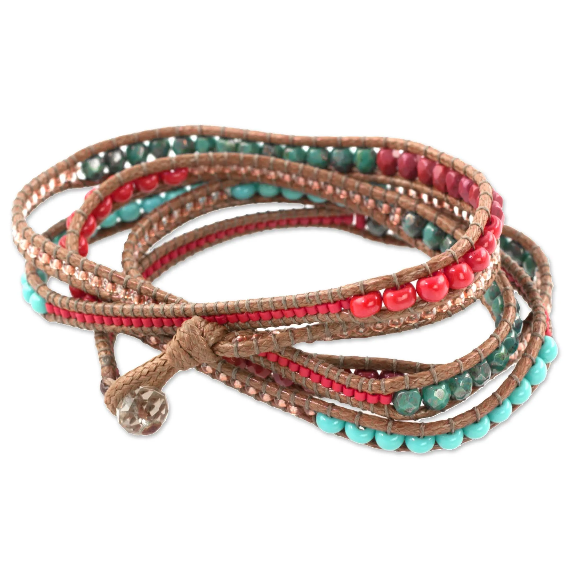 Red Brown Wrap Bracelet from Artisan Crafted Beaded Jewelry - Fresh Achiote | NOVICA