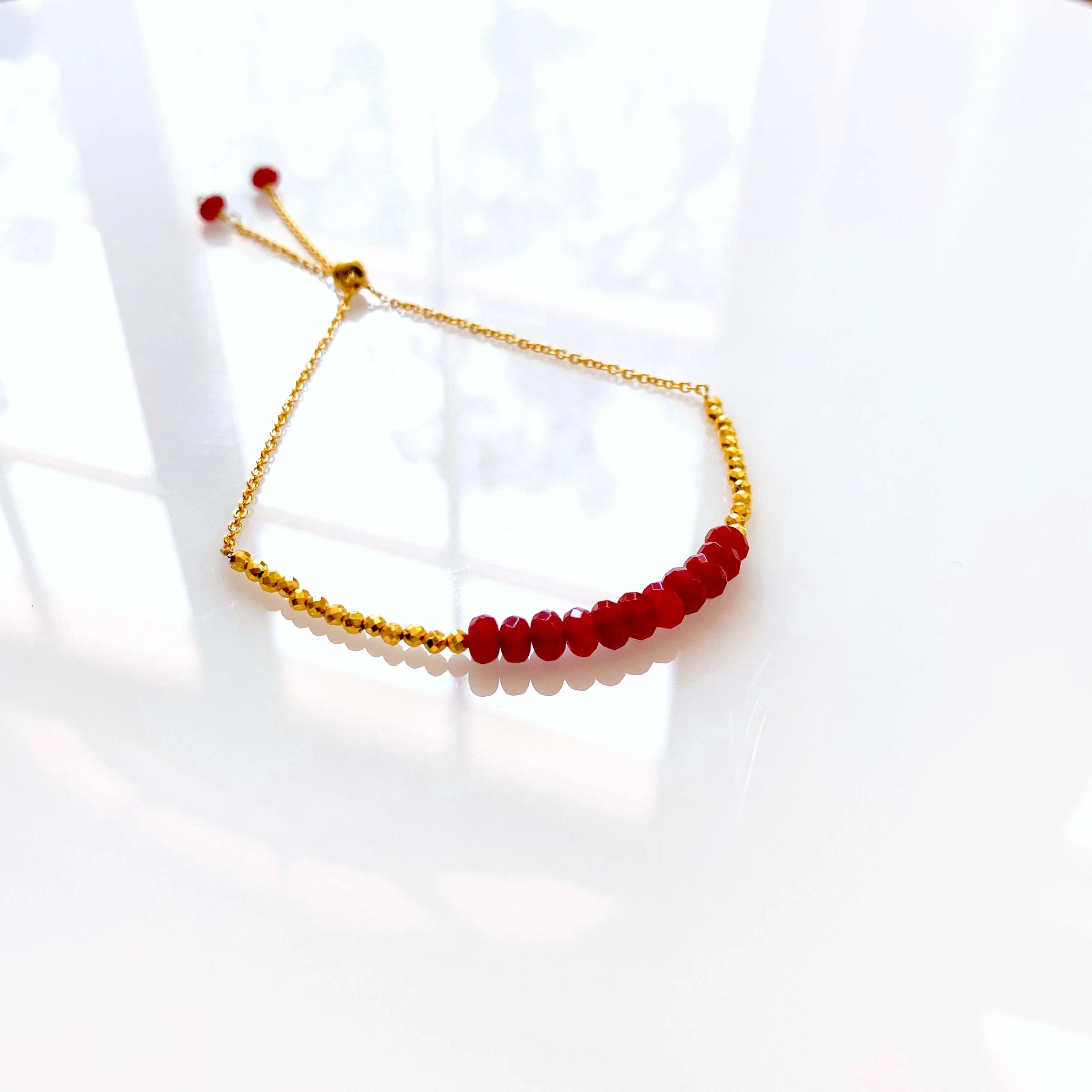 Red Jade Adjustable Stacking Bracelet