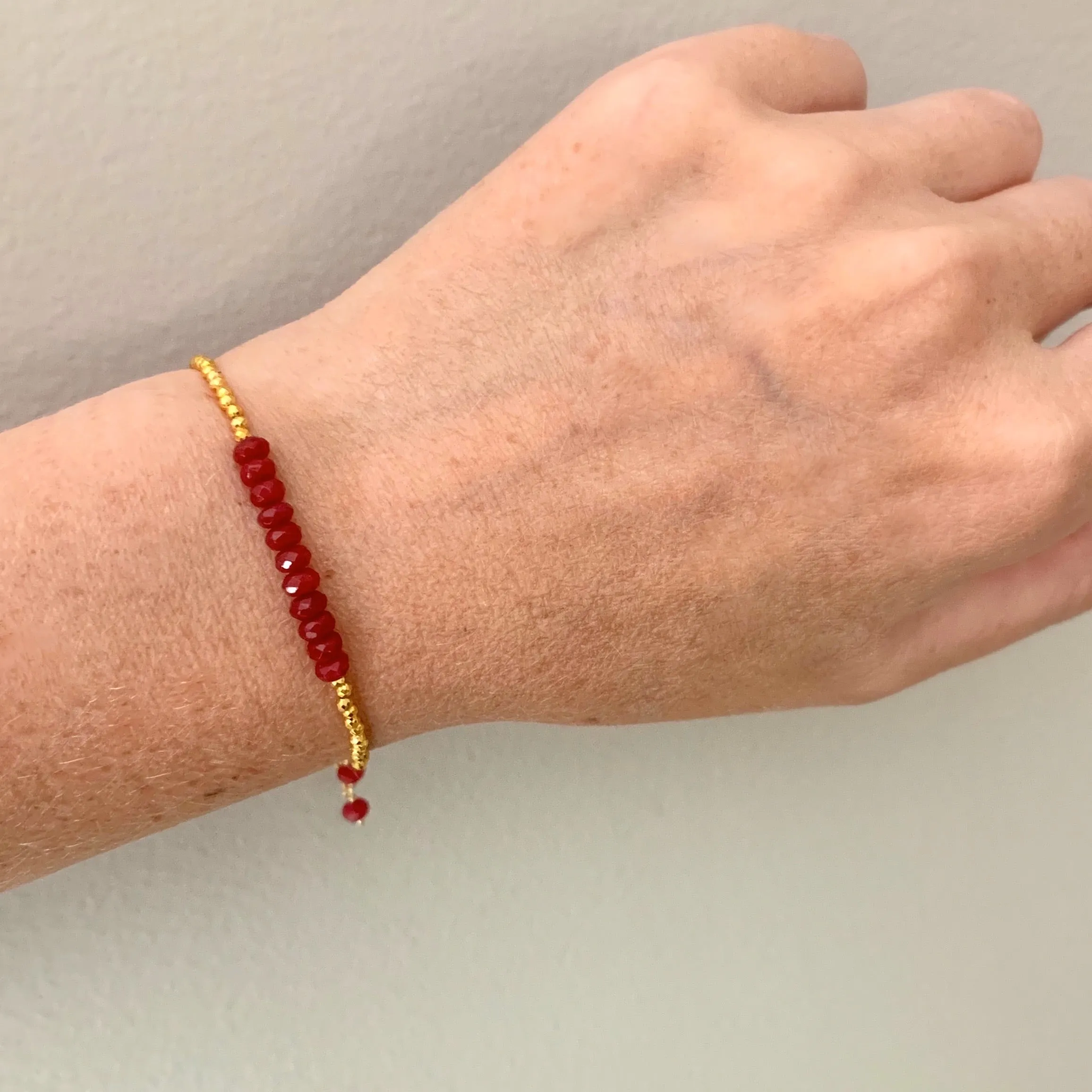 Red Jade Adjustable Stacking Bracelet