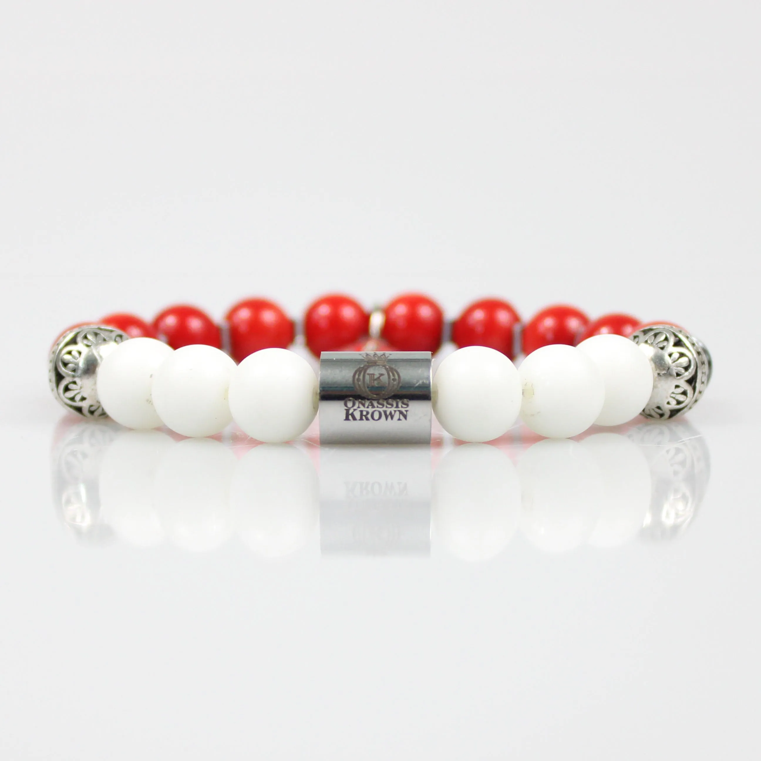 Red Kappa Floating Diamond Bead Bracelet