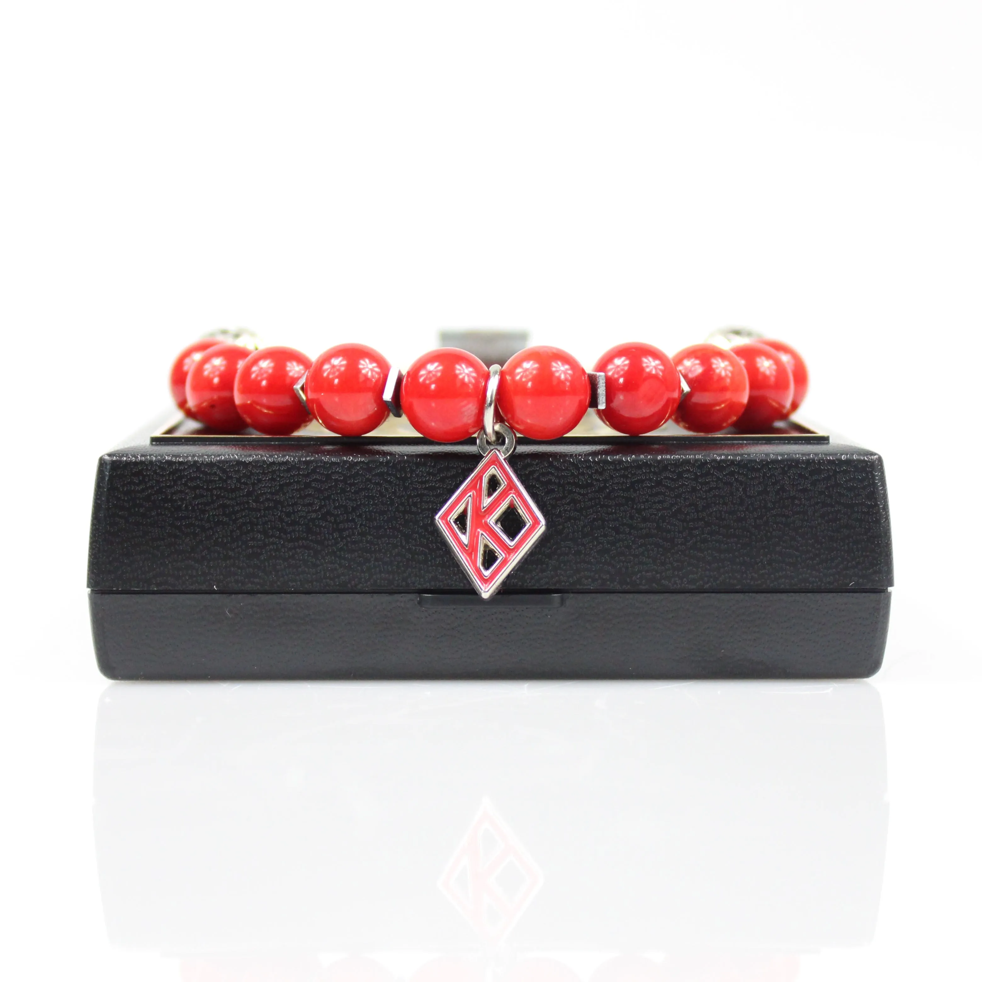 Red Kappa Floating Diamond Bead Bracelet