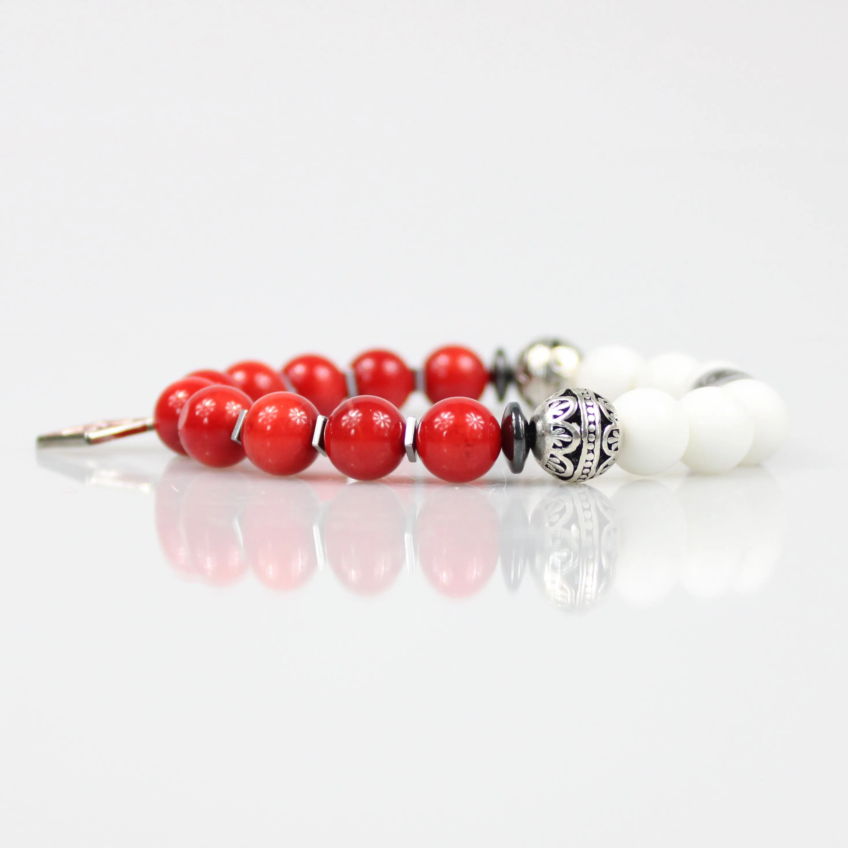 Red Kappa Floating Diamond Bead Bracelet