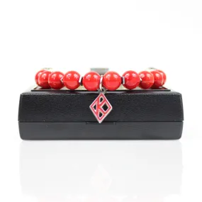 Red Kappa Floating Diamond Bead Bracelet