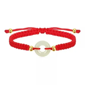 Red Rope Bracelet with Hetian Jade Buckle for Couples - Stretch Bracelet for Men and Women - Birthday Gift