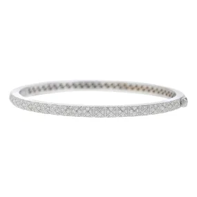 Rock and Diamonds Diamond Bangle Bracelet in White Gold