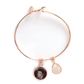 Rose Gold Plated Elvis Charm Bangle Bracelet